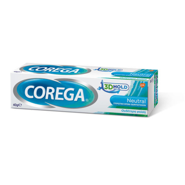 Corega 3D Hold Neutral Στερεωτική Κρέμα Οδοντοστοιχιών με ουδέτερη γεύση, 40gr