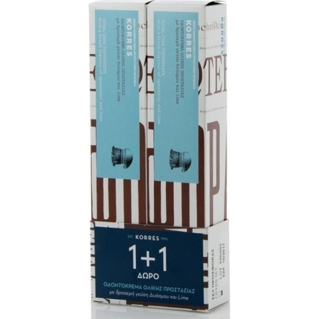 Korres Ολικής Προστασίας Οδοντόκρεμα Δυόσμος & Lime (2x75gr) 150gr