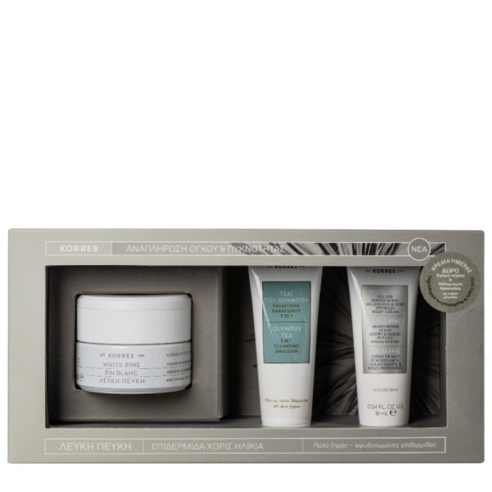 KORRES FACE DAY CREAM WHITE PINE DRY 40ML PR(+NIGHT CREAM 16ML + OLYMPUS TEA CLEAN EMUL 16ML)
