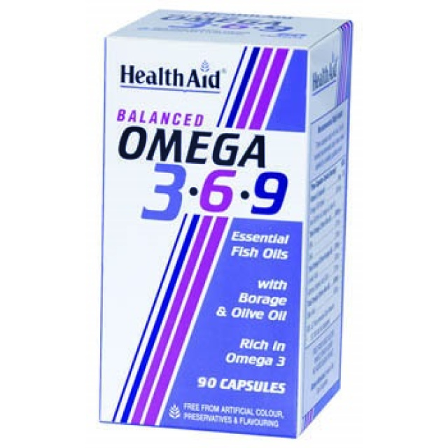 Health Aid Omega 3-6-9 Λιπαρά Οξέα για το Καρδιαγγειακό Σύστημα, τον Εγκέφαλο και το Δέρμα, 90caps