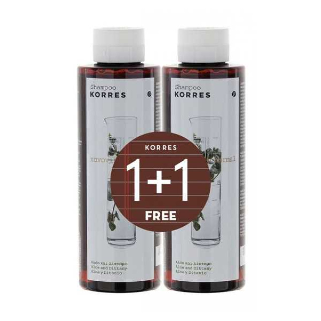 Korres Aloe & Dittany Σαμπουάν Γενικής Χρήσης για Κανονικά Μαλλιά 2x250ml
