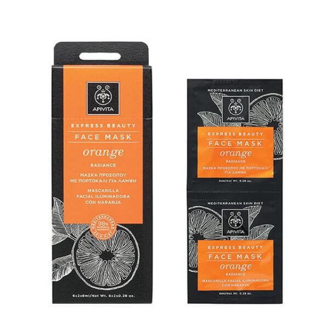 Apivita Express Beauty Μάσκα Προσώπου Αναζωογόνησης Με Πορτοκάλι 2x8ml