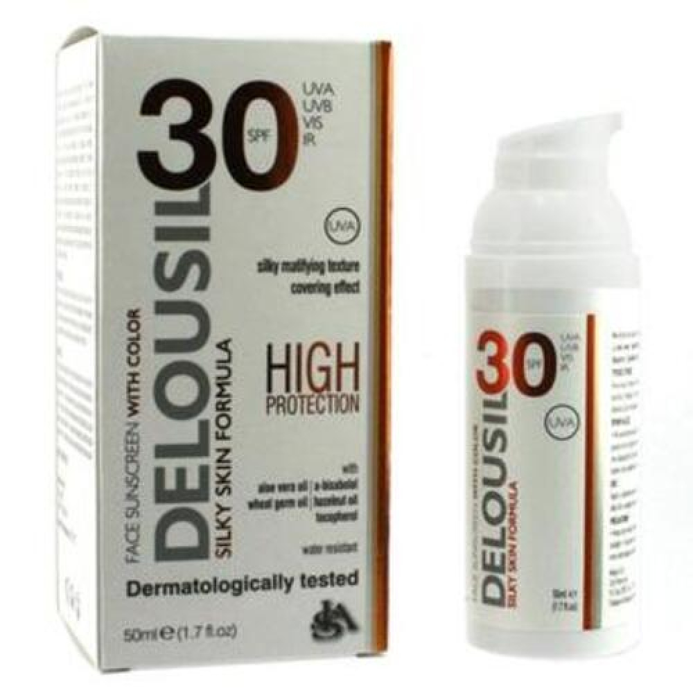 Delousil Silky Skin Αντηλιακή κρέμα προσώπου με χρώμα SPF30 50ml