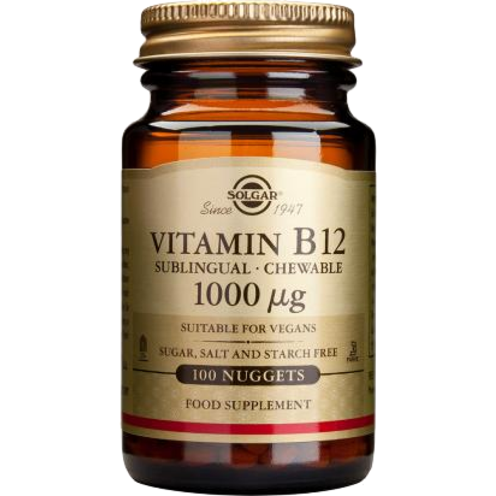 Solgar Vitamin B12 1000 μg Μασώμενα Δισκία Βιταμίνη B12 για την Ομαλή Λειτουργία του Νευρικού Συστήματος, 100nuggets