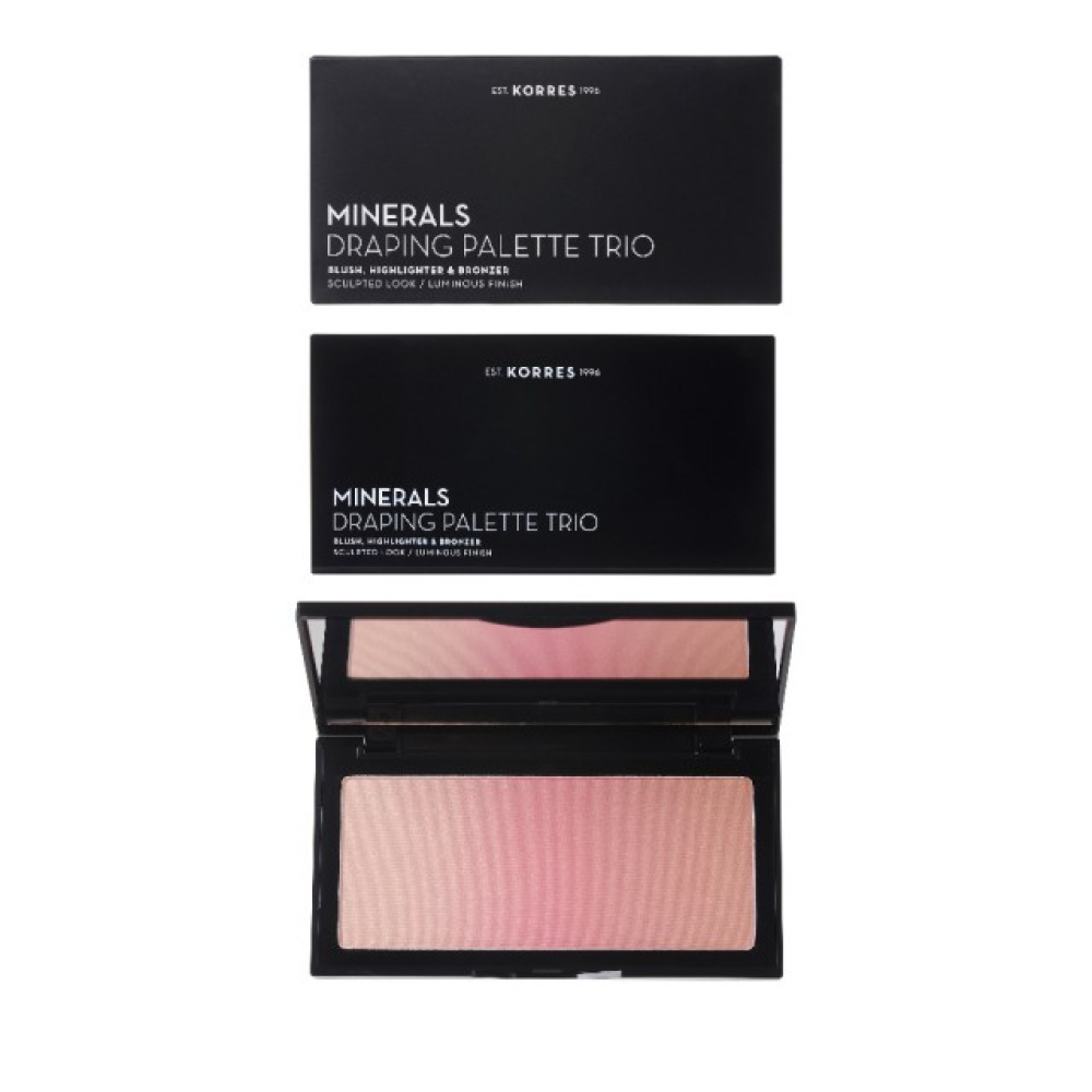 Korres Minerals Draping Palette Trio Pink, Παλέτα Τριών Αποχρώσεων 21gr