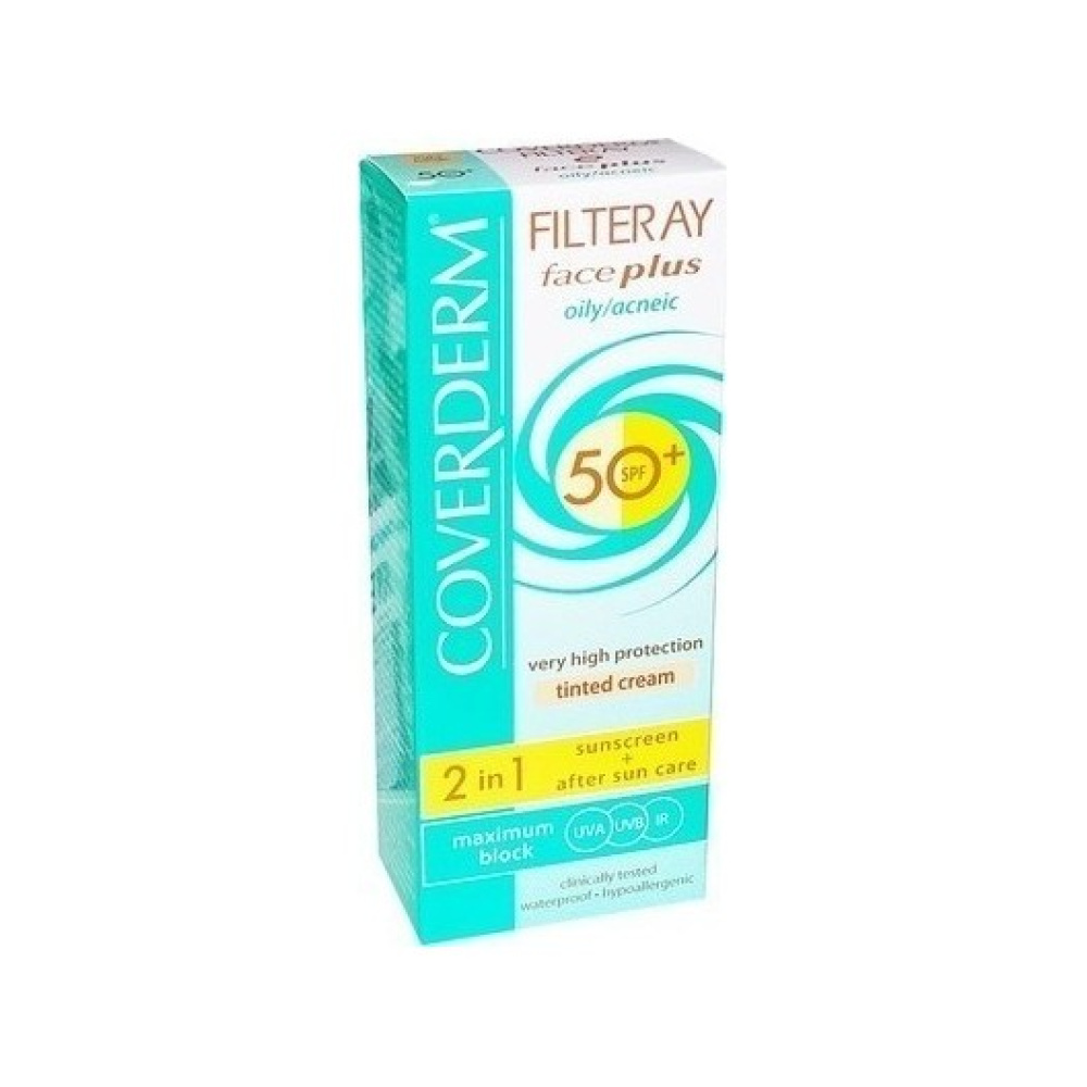 COVERDERM FILTERAY FACE PLUS 2 IN 1 TINTED LIGHT BEIGE DRY/SENSITIVE SKIN SPF50+ 50ML