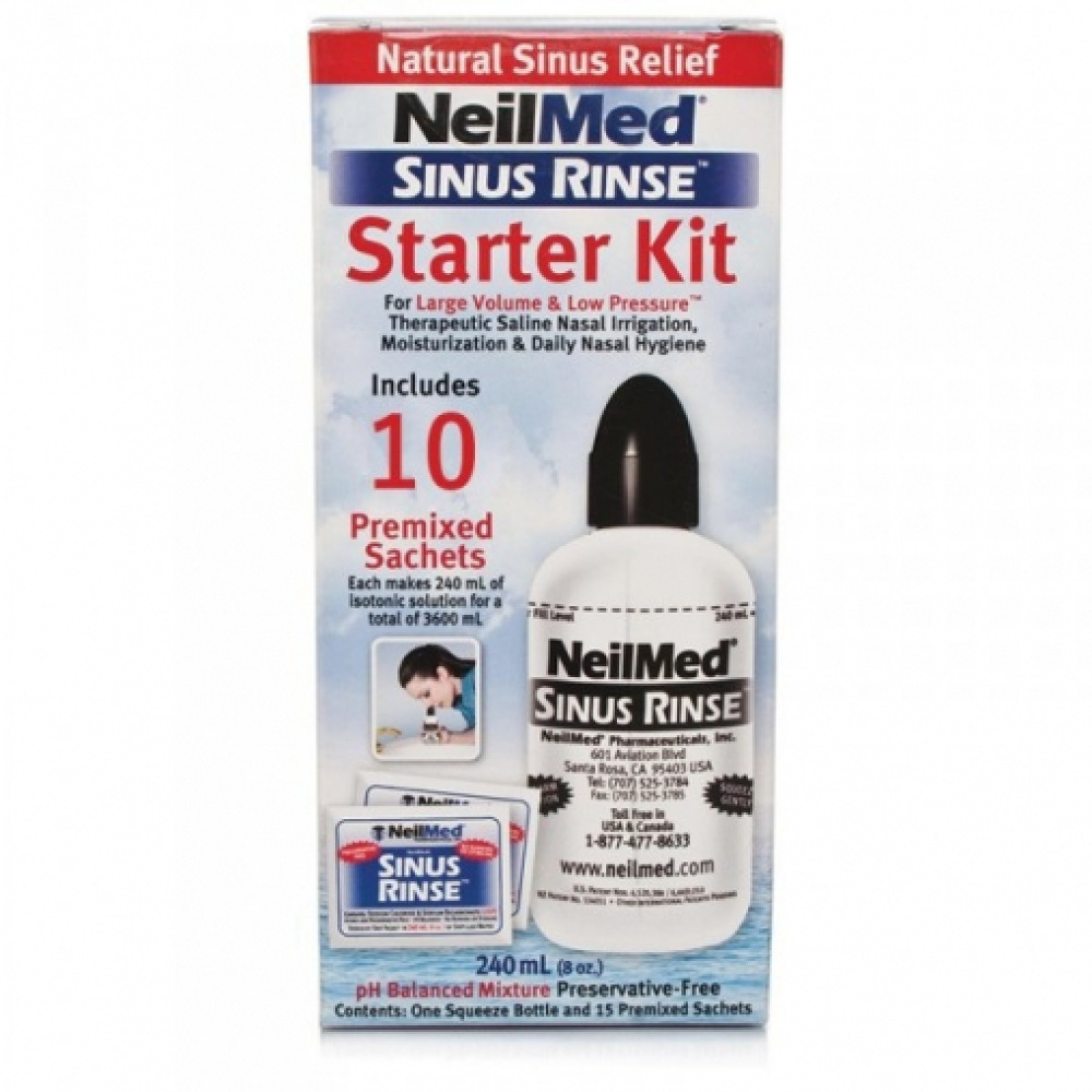 NeilMed Sinus Rinse Starter Kit Σύστημα Φυσικής Θεραπευτικής Ανακούφισης των Ρινικών Παθήσεων, 10 φάκελλοι