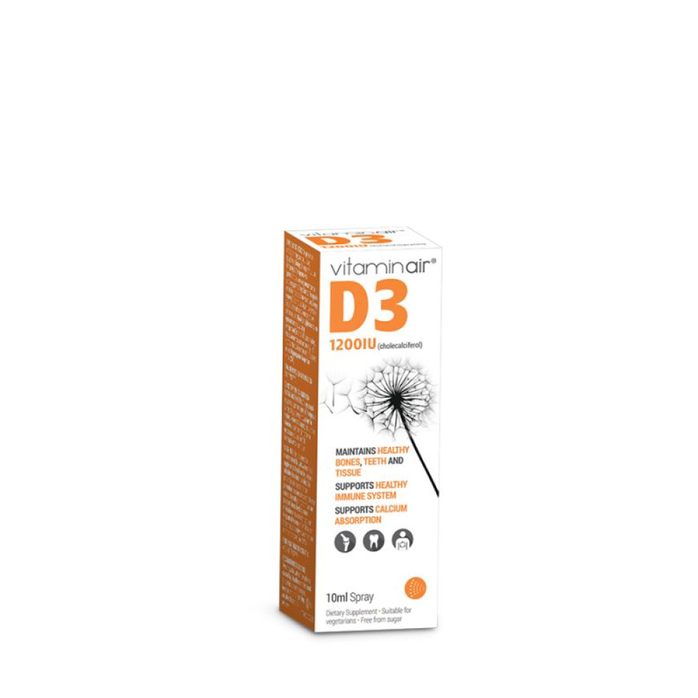 Medicair Vitaminair D3 1200iu Spray Για Ενίσχυση Ανοσοποιητικού, Για Υγιή Οστά, Δόντια και Μύες 10ml