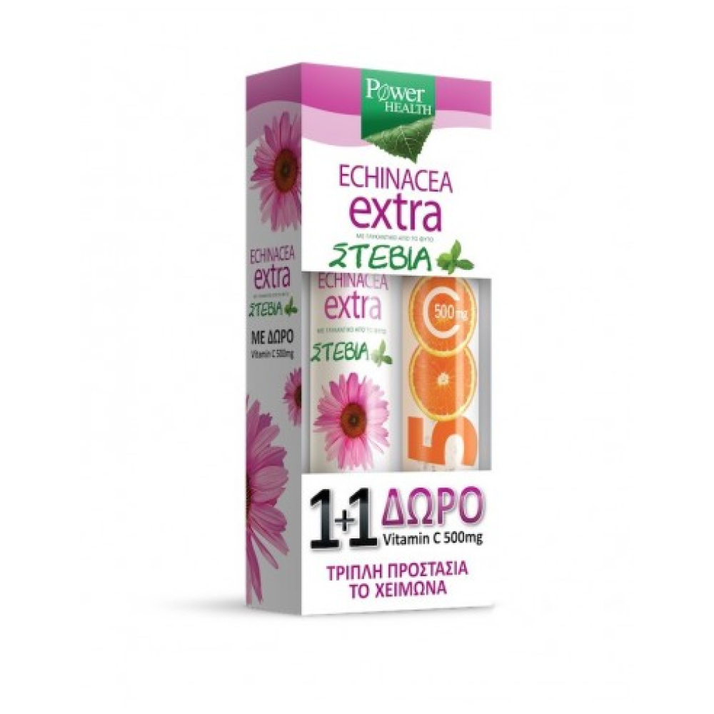 Power Health Echinacea Extra με Γλυκαντικό από Στέβια + Δώρο Vitamin C 500mg