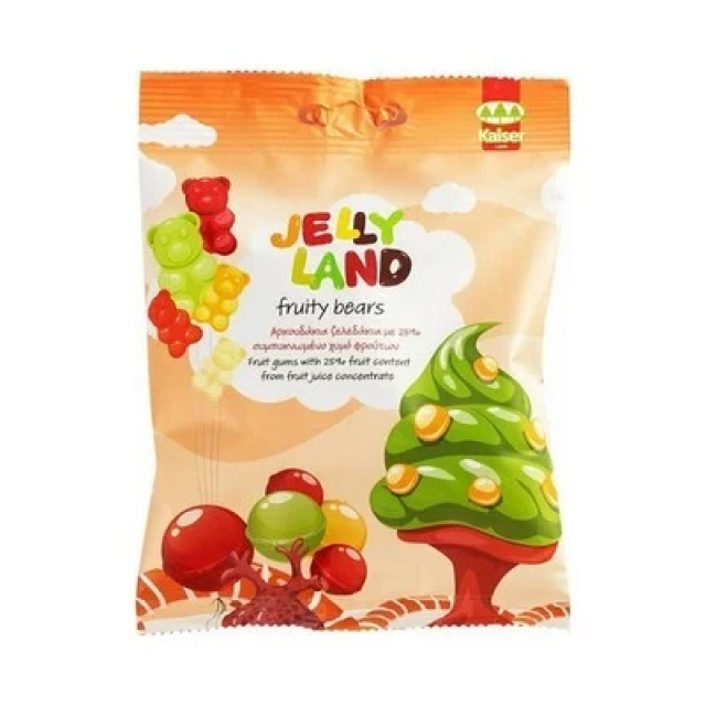 Kaiser Jelly Land Fruity Bears Μασώμενα Ζελεδάκια Αρκουδάκια από Συμπυκνωμένο Χυμό Φρούτων, 100gr