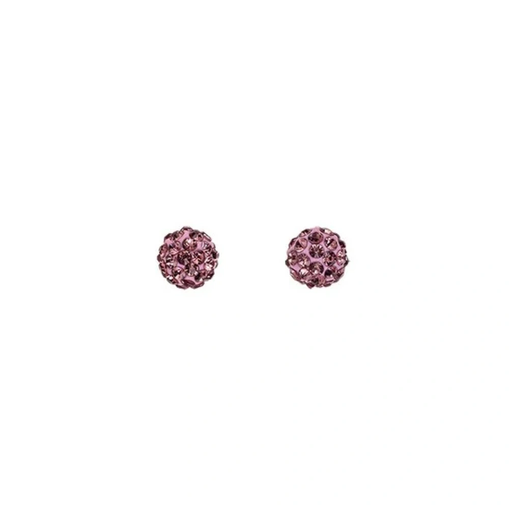 Dalee Earings-purple Crystals Ball _rhodium Plated