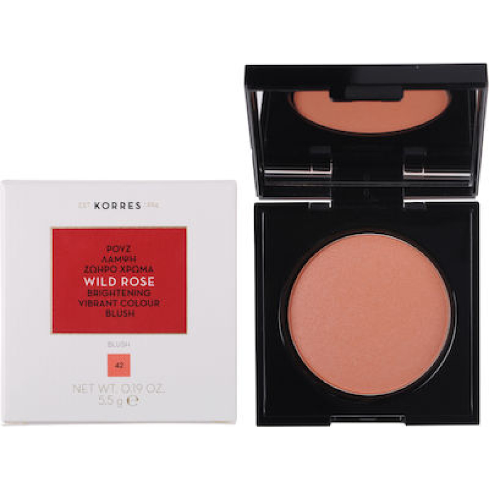 Korres Άγριο Τριαντάφυλλο Ρουζ Brightening Vibrant Colour Blush 42 Luminous Apricot 5.5g