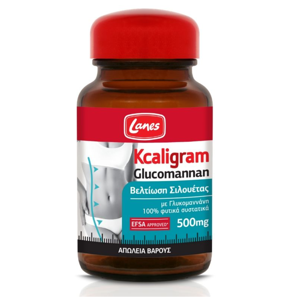Lanes Kcaligram Glucomannan 500mg Συμπλήρωμα Διατροφής με Γλυκομαννάνη για την Βελτίωση Σιλουέτας, 60caps