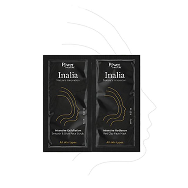 Inalia Intensive Exfoliation Smooth & Glow Face Scrub και Intensive Radiance Red Clay Face Mask, 2x8ml