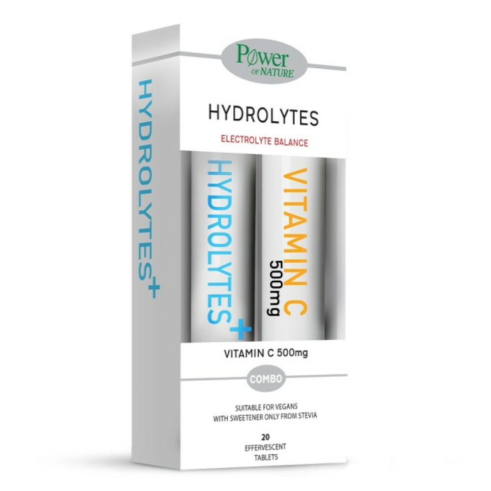 Power Of Nature 1+1 Δώρο με Hydrolytes Συνδυασμός Ηλεκτρολυτών, 20eff.tabs & Vitamin C 500mg, 20eff.tabs