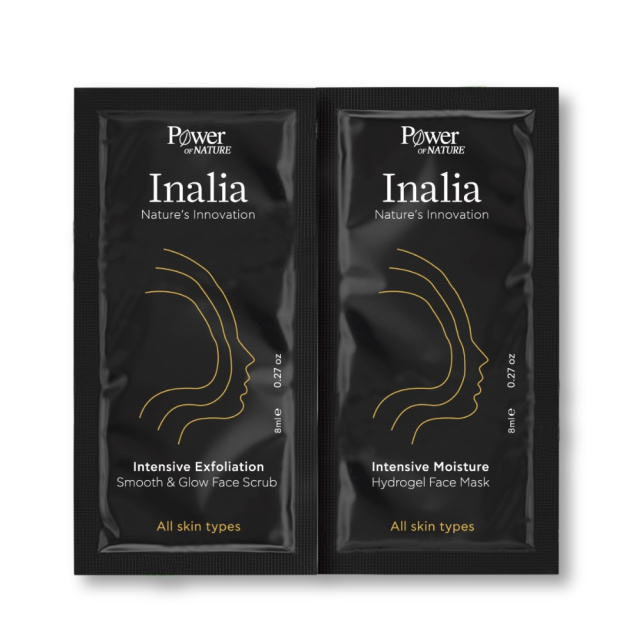 POWER HEALTH Inalia Face Scrub με Γρανάτη και Χαλαζία 8ml & Μάσκα για Ενυδάτωση με Εκχύλισμα από Φύκια Ανταρκτικής 8ml