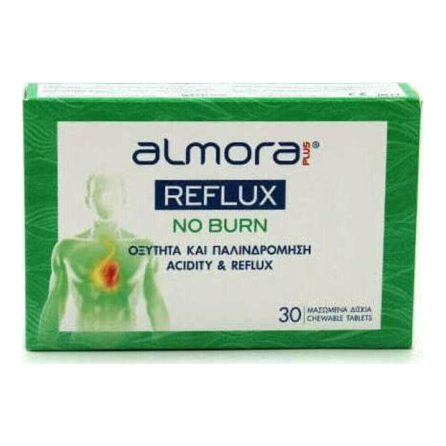 Almora Plus Reflux no Burn Μασώμενα Δισκία για την Γαστροοισοφαγική Οξύτητα & την Παλινδρόμηση, 30 Δισκία