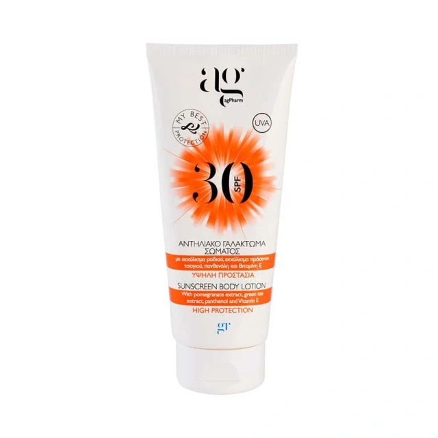 AG Pharm Sun Screen Body Lotion SPF30 Aντιηλιακό Γαλάκτωμα Σώματος, με άρωμα μονόη, 200ml