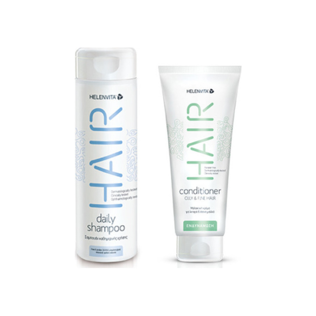 HELENVITA Set Hair Shampoo Daily 300ml & Δώρο Conditioner Oily & Fine 200ml