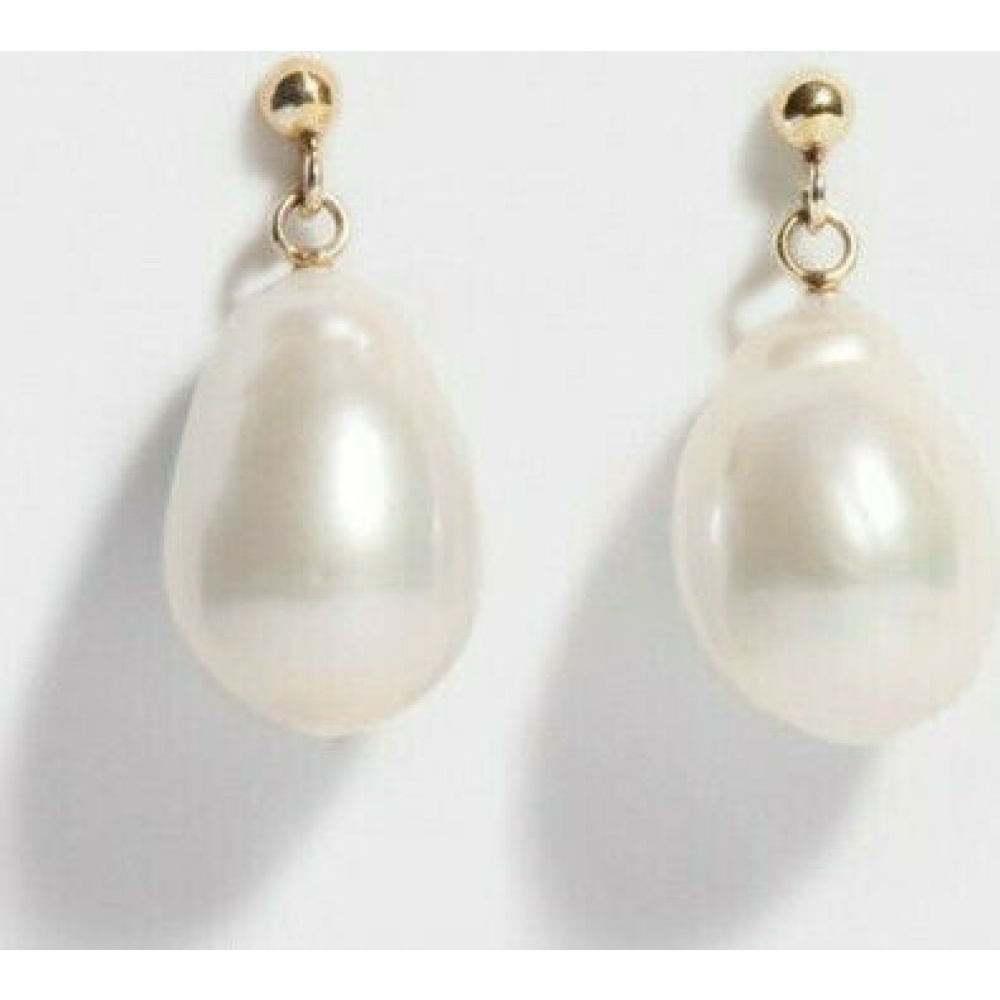 MEDISEI Dalee Ασημένια Σκουλαρίκια, Teardrop Pearl Yellow Gold Plated 05416 - 1 ζευγάρι