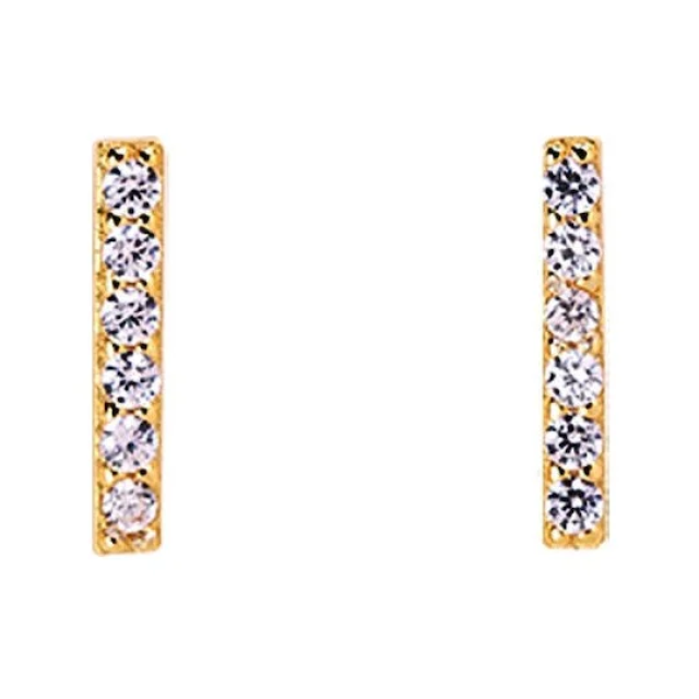 MEDISEI Dalee Ασημένια Σκουλαρίκια, Crystals Bar Yellow Gold Plated 05412 - 1 ζευγάρι