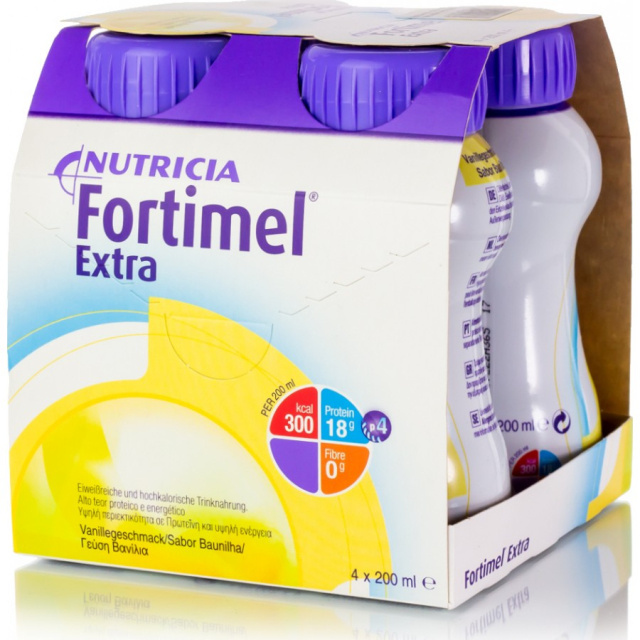 Nutricia Fortimel Extra Vanilla, Υπερπρωτεϊνικό Ρόφημα με γεύση Βανίλια 4 x 200ml