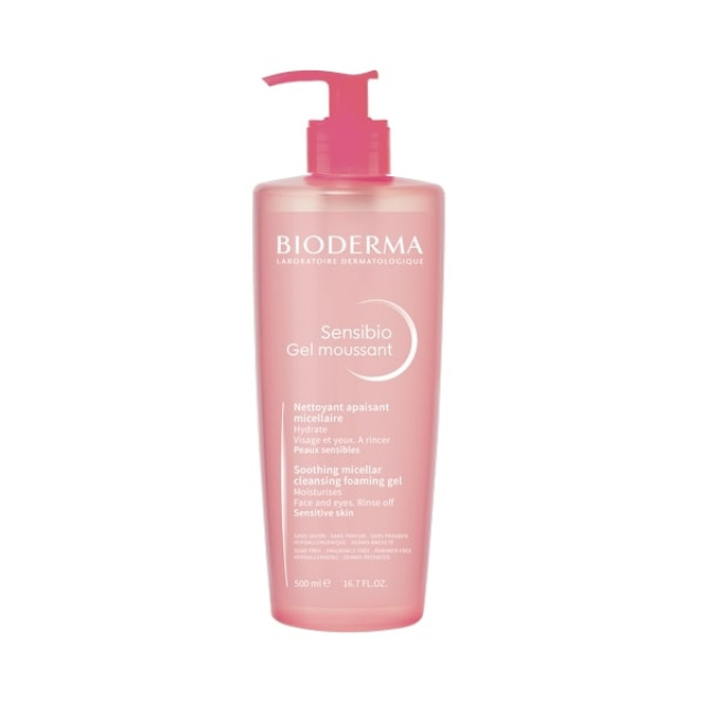 Bioderma Sensibio Gel Moussant Απαλό Τζελ Καθαρισμού & Αφαίρεσης Μακιγιάζ για Ευαίσθητο Δέρμα, 500ml
