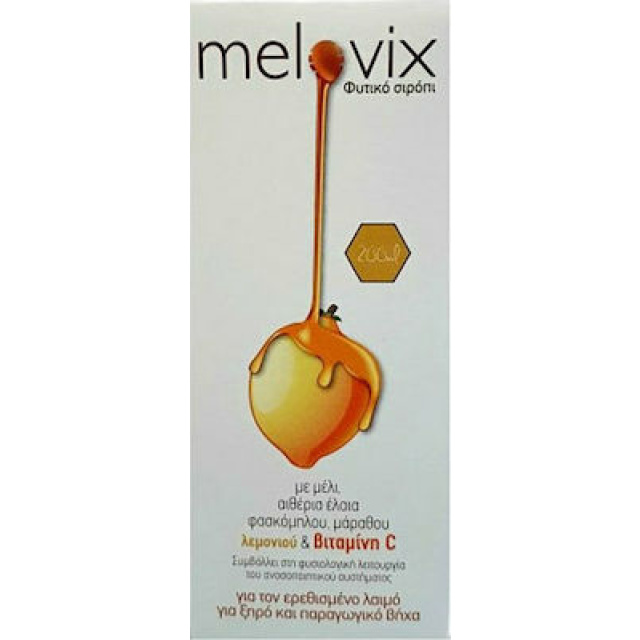 Melovix Φυτικό Σιρόπι για Ερεθισμένο Λαιμό και Βήχα με Λεμόνι και Φράουλα 200ml