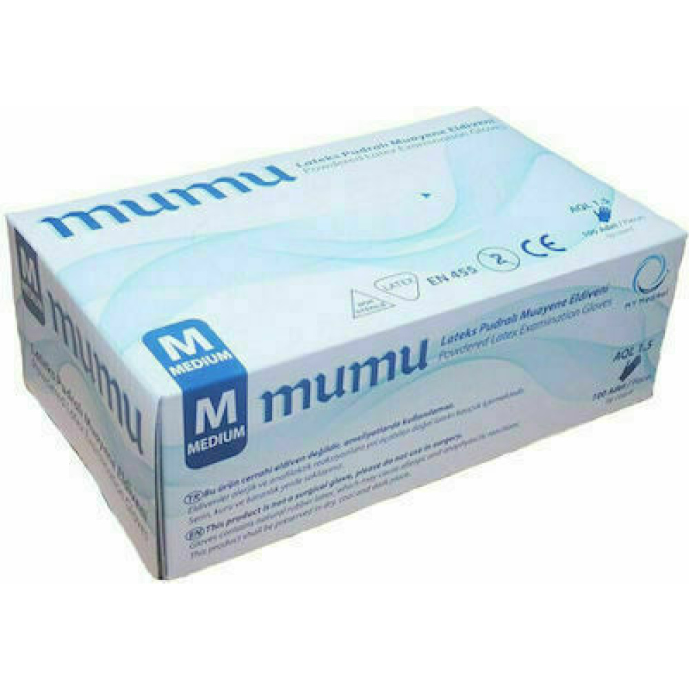 MUMU Latex powdered gloves, 100pcs ( ΓΑΝΤΙΑ LATEX )
