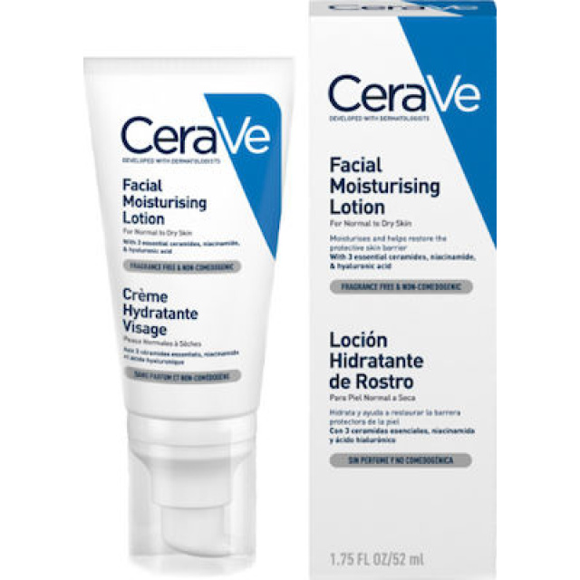 Cerave Facial Moisturizing Lotion Ενυδατική Κρέμα Προσώπου για Κανονικές/Ξηρές Επιδερμίδες, 52ml