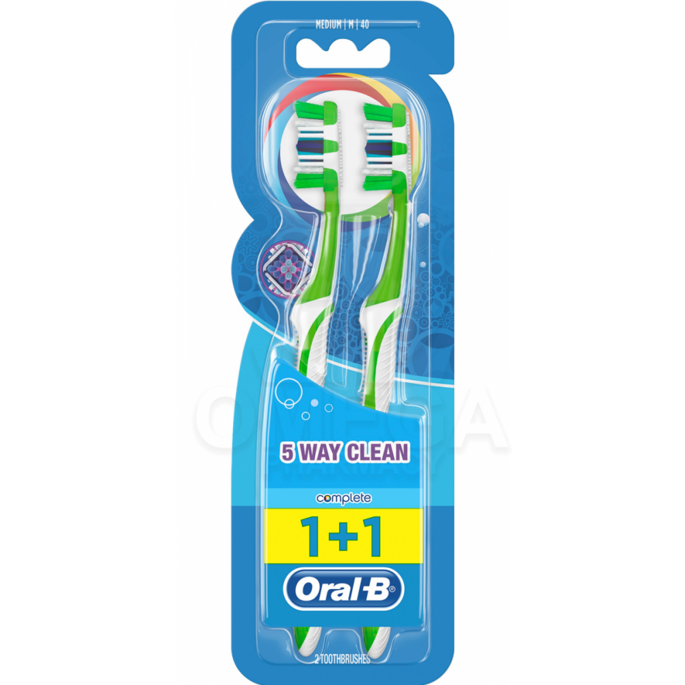 ORAL B COMPLETE 5 WAY CLEAN 40MEDIUM 2CT BP