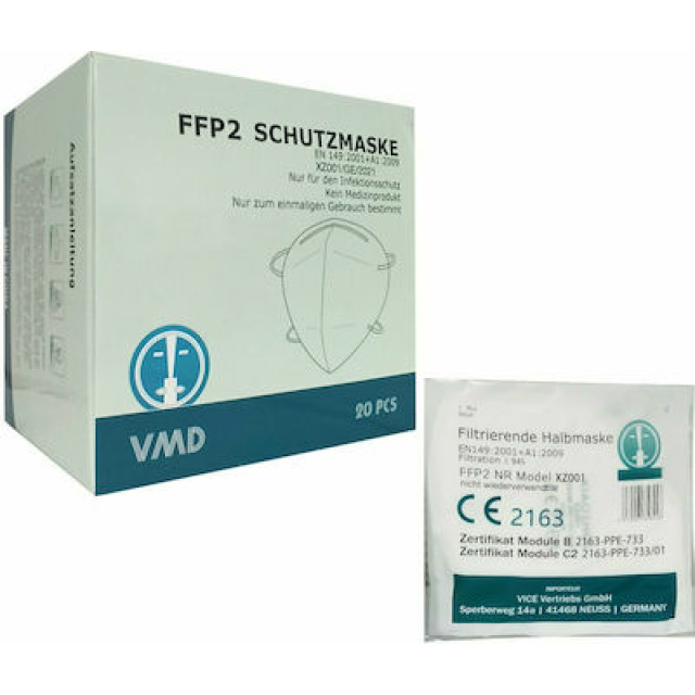 Vice Medical XZ001 Μάσκα Προστασίας FFP2 σε Άσπρο χρώμα 20τμχ