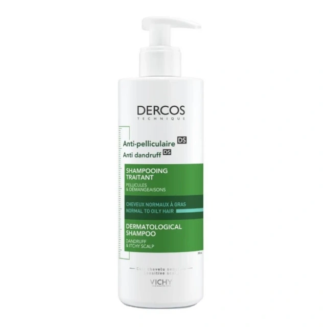 Vichy Dercos Anti-Dandruff DS Shampoo for Normal to Oily Hair, Αντιπυτιριδικό σαμπουάν για Κανονικά-Λιπαρά Μαλλιά, 390ml