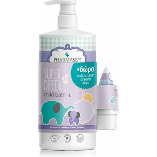 Pharmasept Tol Velvet Baby Mild Bath Βρεφικό Αφρόλουτρο για Σώμα & Μαλλιά 1lt & Δώρο Extra Calm Cream 40ml
