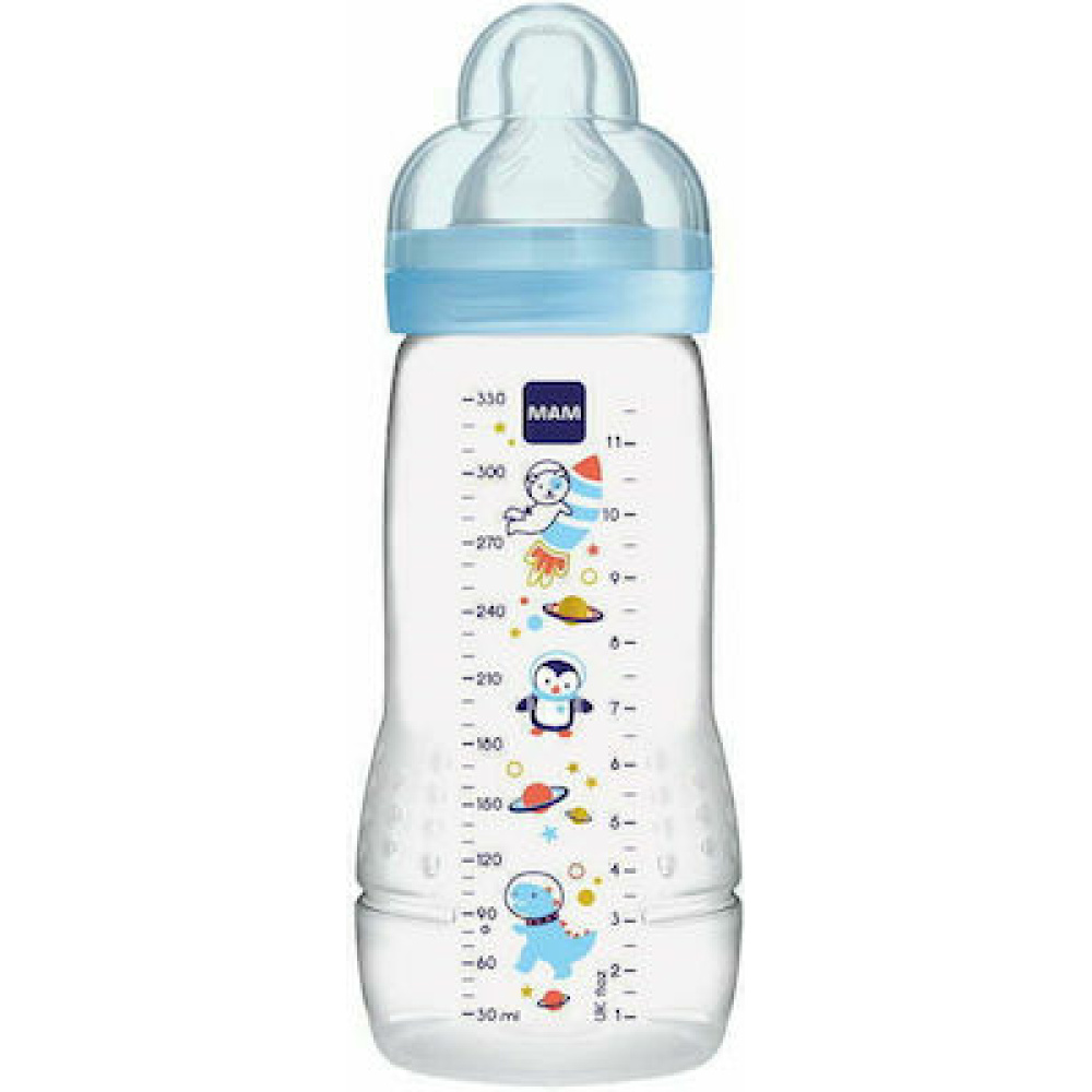 Mam Πλαστικό Μπιμπερό Easy Active με Θηλή Σιλικόνης 330ml για 4+ μηνών Ροζ Ζωάκια