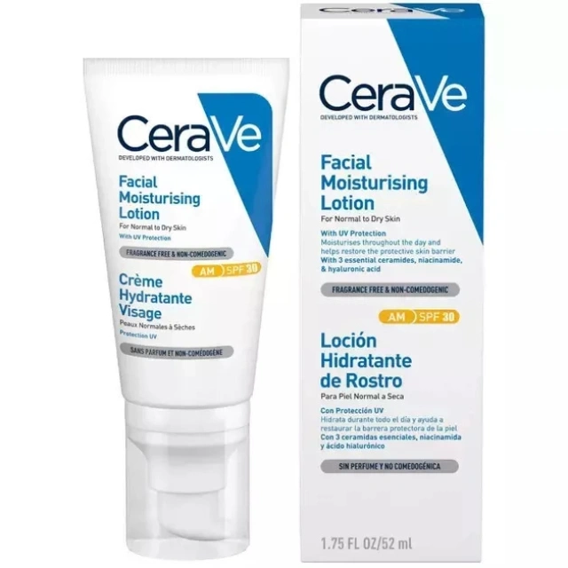 CeraVe Facial Moisturising Ενυδατική Λοσιόν Προσώπου Ημέρας με SPF30 για Κανονικές/Ξηρές Επιδερμίδες 52ml