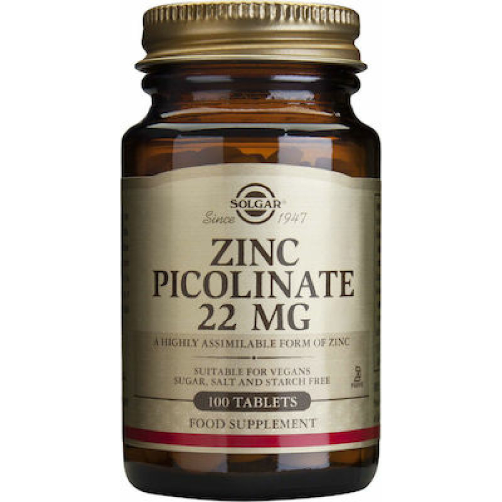 Solgar Zinc Picolinate  22mg Tabs 100s