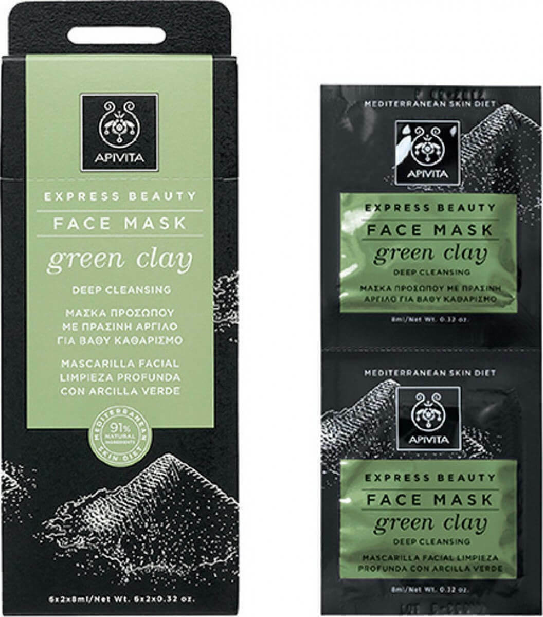 Apivita Ex Beauty Maσκα Βαθυ Καθαρισμο Πρασ Αργιλο 2*8ml