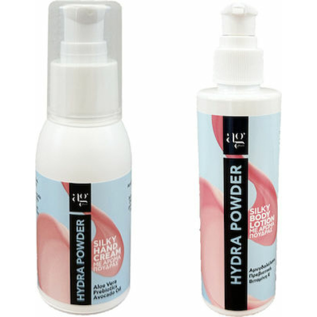 AG PHARM Promo Hydra Powder με Silky Body Lotion 200ml & Silky Hand Cream 50ml