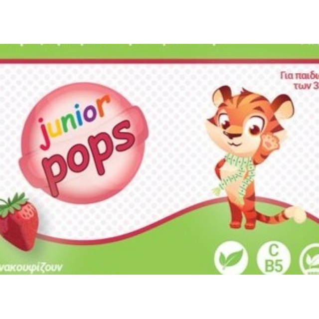Bioearth Junior Pops – Γλειφιτζούρια Για Τον Ερεθισμένο Λαιμό Γεύση Φράουλα x9 τμχ