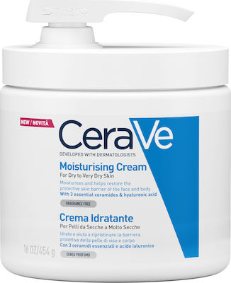 CeraVe Moisturising Pump Ενυδατική Κρέμα Σώματος με Υαλουρονικό Οξύ για Ξηρές Επιδερμίδες 454gr